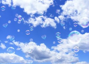青空にハートのシャボン玉