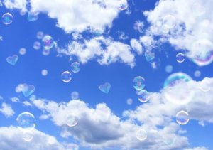 青空にハートのシャボン玉