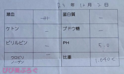 血尿検査結果1